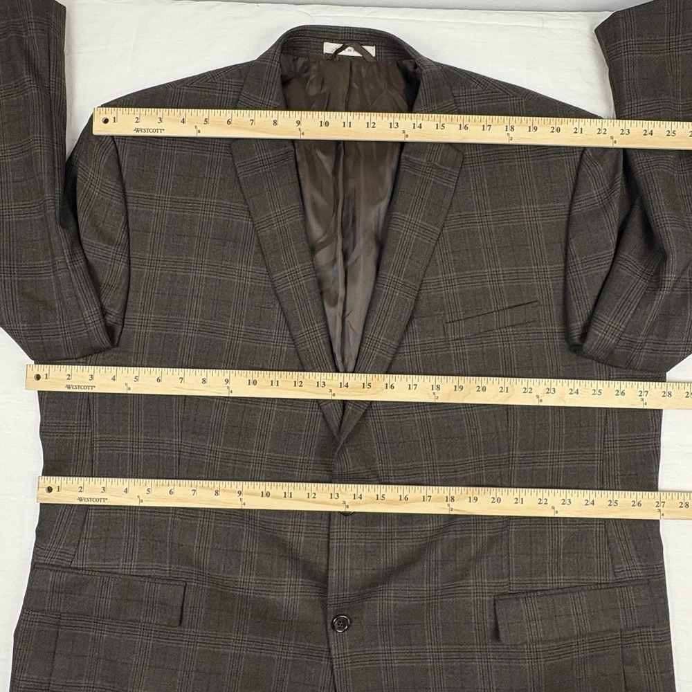 Joseph Abboud Glen Plaid Wool Blazer 54R Brown Purple Windowpane Sport Coat - Picture 12 of 13